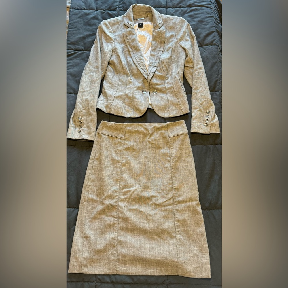 White House Black Market Grey Skirt Set